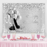 Silber Und Funkeln Ballon Glücklich Geburtstag Hintergrund